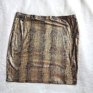 SHEIN Gold Lame' & Black Crocodile Print Skirt, Sz 2XL